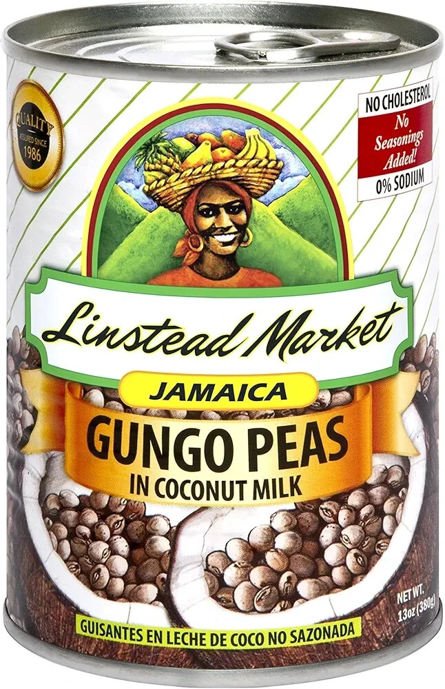 Linstead Market Jamaica Gungo Peas in coconut milk unseasoned 13oz 2-pack
