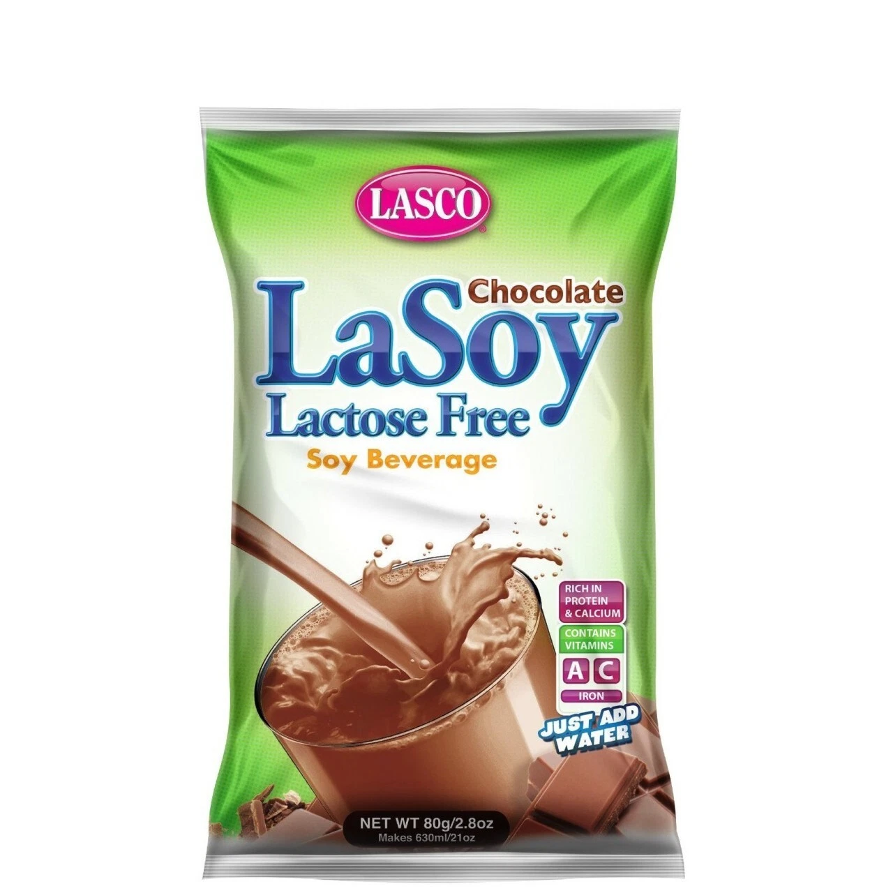 3 PK Lasco Lasoy Lactose Free Soy Beverage 80g (chocolate/original)