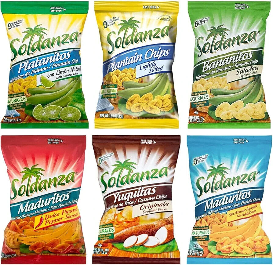 Soldanza Plantain Chips Variety Pack 2.5oz (Pack of 6) mix and match