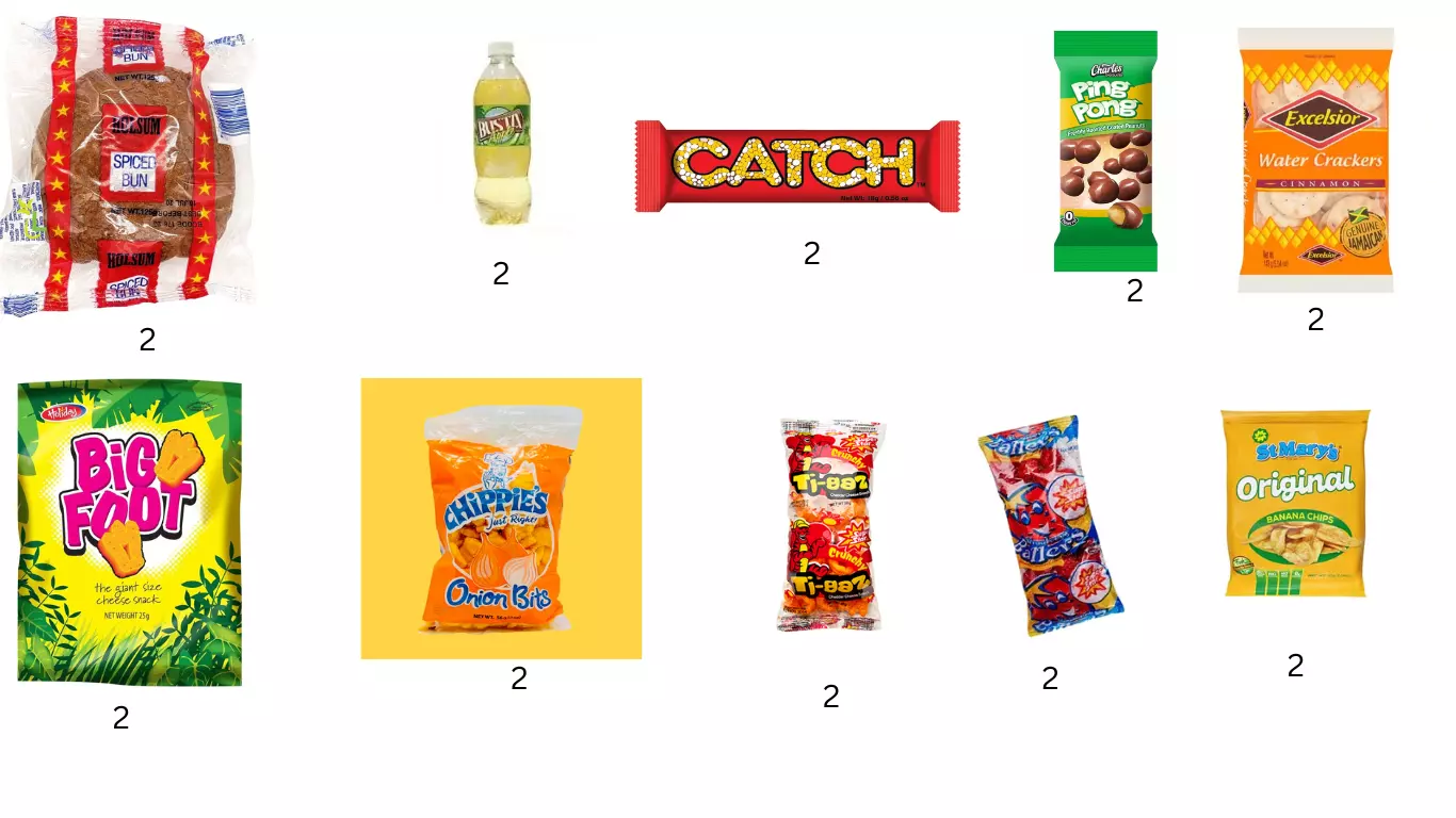 Authentic Jamaican Assorted Snack Gift Box (20) 2 bun, 2 catch, 2 pin pong.